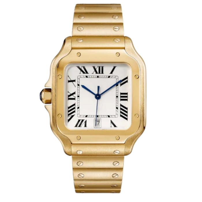 Classic Square 40 – Silver Dial | Gold Tone Case & Integrated Bracelet