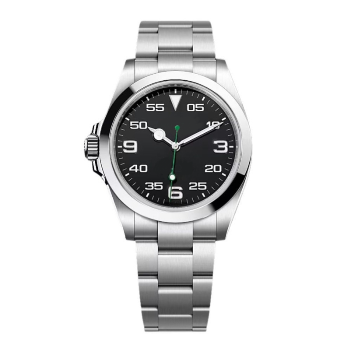 Pilot 40 – Black Dial | Steel Bracelet & Smooth Bezel
