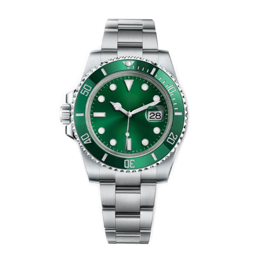 Ocean Diver 40 – Green Sunburst Dial | Stainless Steel Bracelet & Green Ceramic Bezel