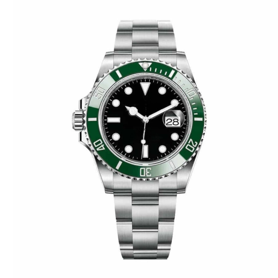 Diver 41 – Black Dial | Steel Bracelet & Green Ceramic Bezel