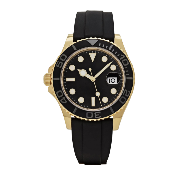 Sport 42 – Black Dial | Gold Tone Case & Rubber Strap