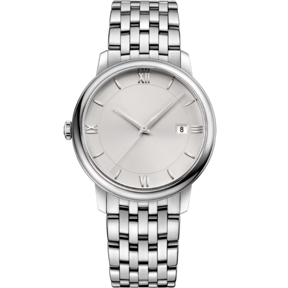 Classic Prestige 40 – Silver Sunburst Dial | Steel Multi-Link Bracelet & Smooth Bezel