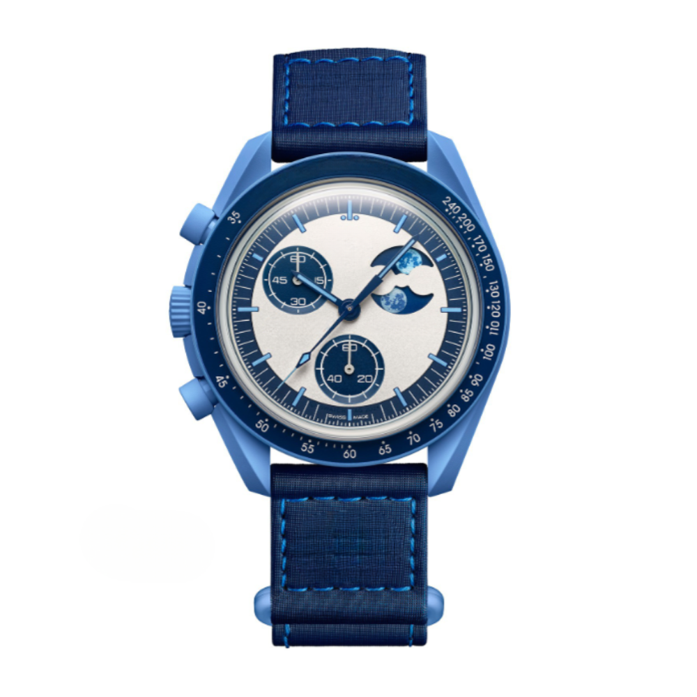 Chronograph phase 42 – Blue Dial | Blue Case & Blue Strap & Tachymeter Bezel
