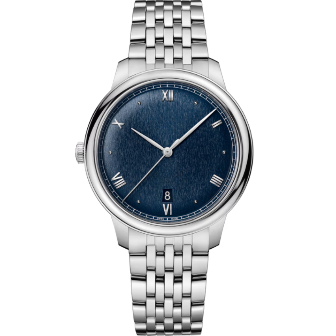 Classic Prestige 40 – Deep Blue Textured Dial | Steel Multi-Link Bracelet