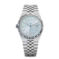 Classic 40 – Ice Blue Dial | Platinum Tone Bracelet & Fluted Bezel