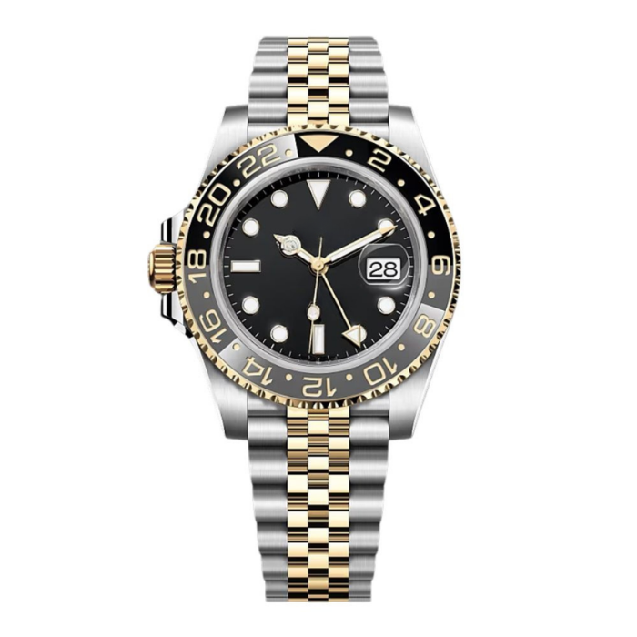 Dual Time 40 – Black Dial | Steel & Gold Tone Jubilee Bracelet & Grey-Black Ceramic Bezel